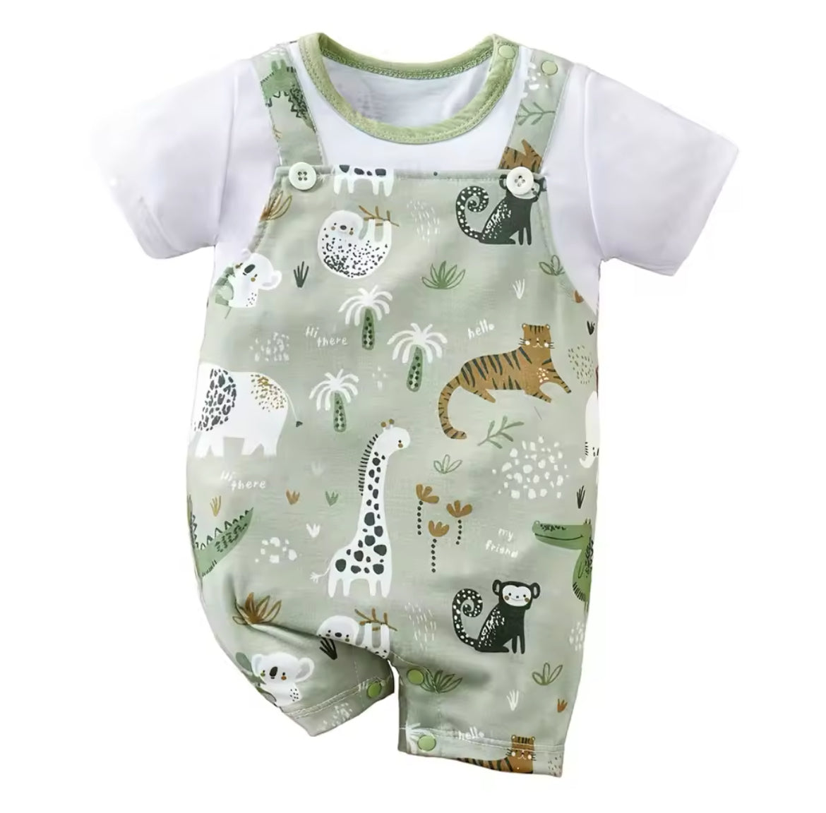 Animal Print Dungaree Set