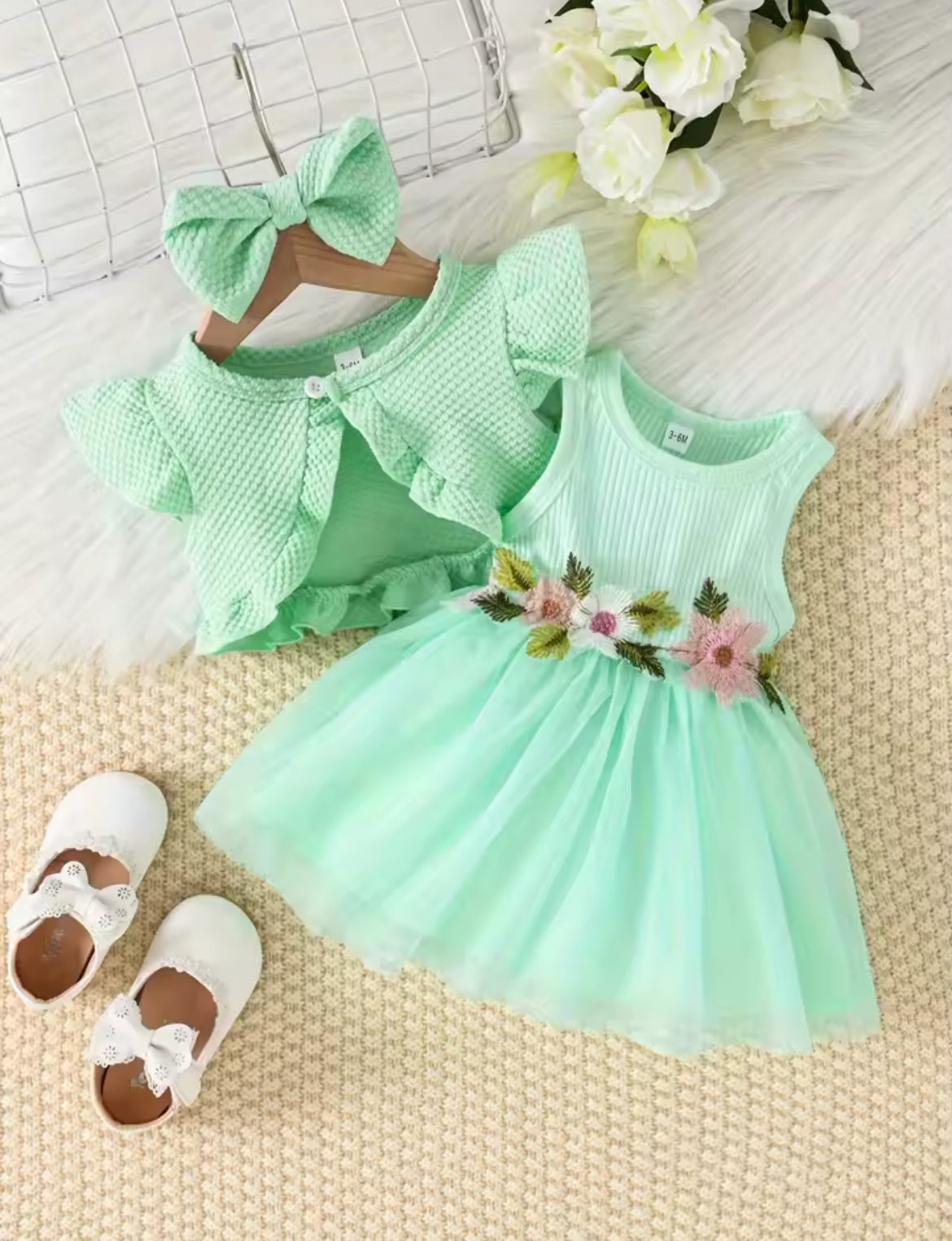 Girls Flower Summer Dress Set