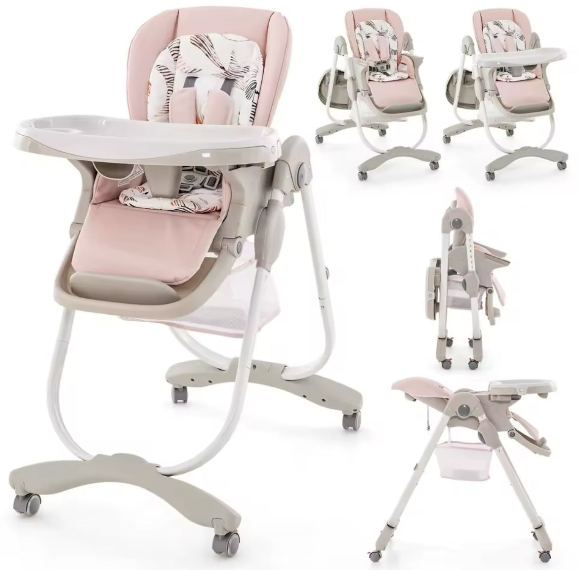 Pink & Grey Convertible Highchair.