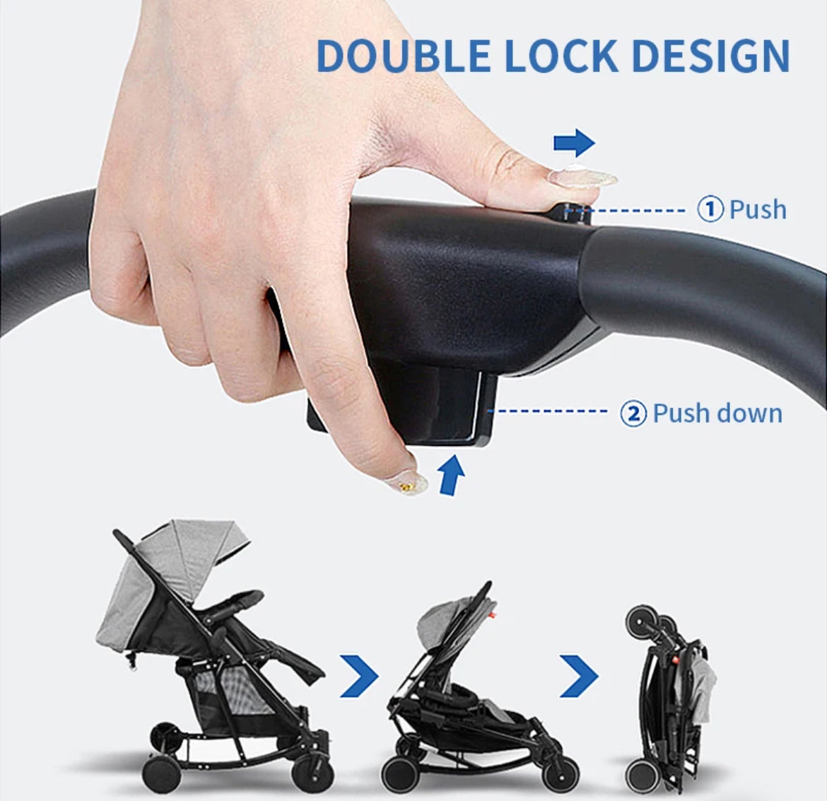 One hand fold Mia lightweight stroller