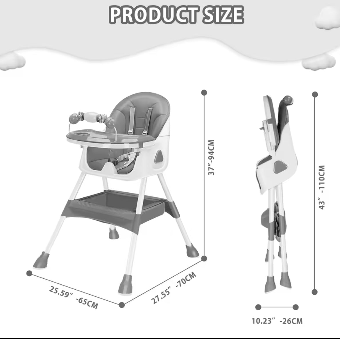 Foldable Highchair with Toy Pad