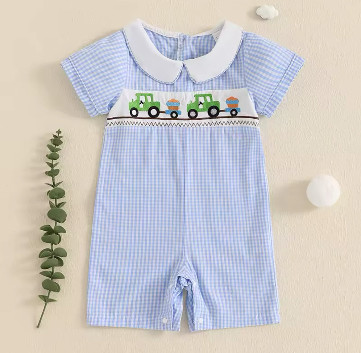 Boys embroidery Romper