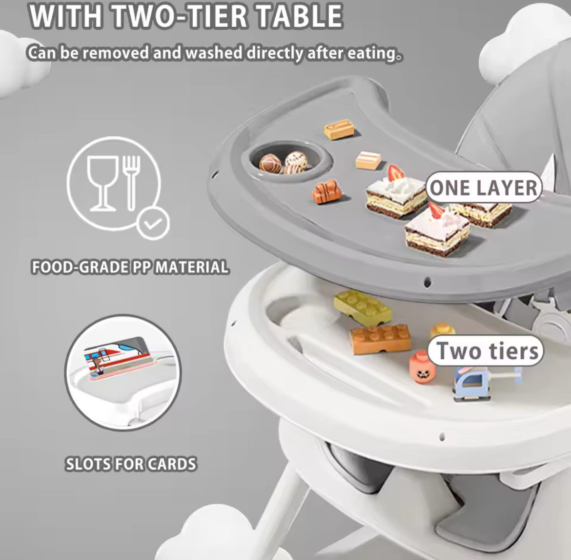 Foldable Highchair with Toy Pad