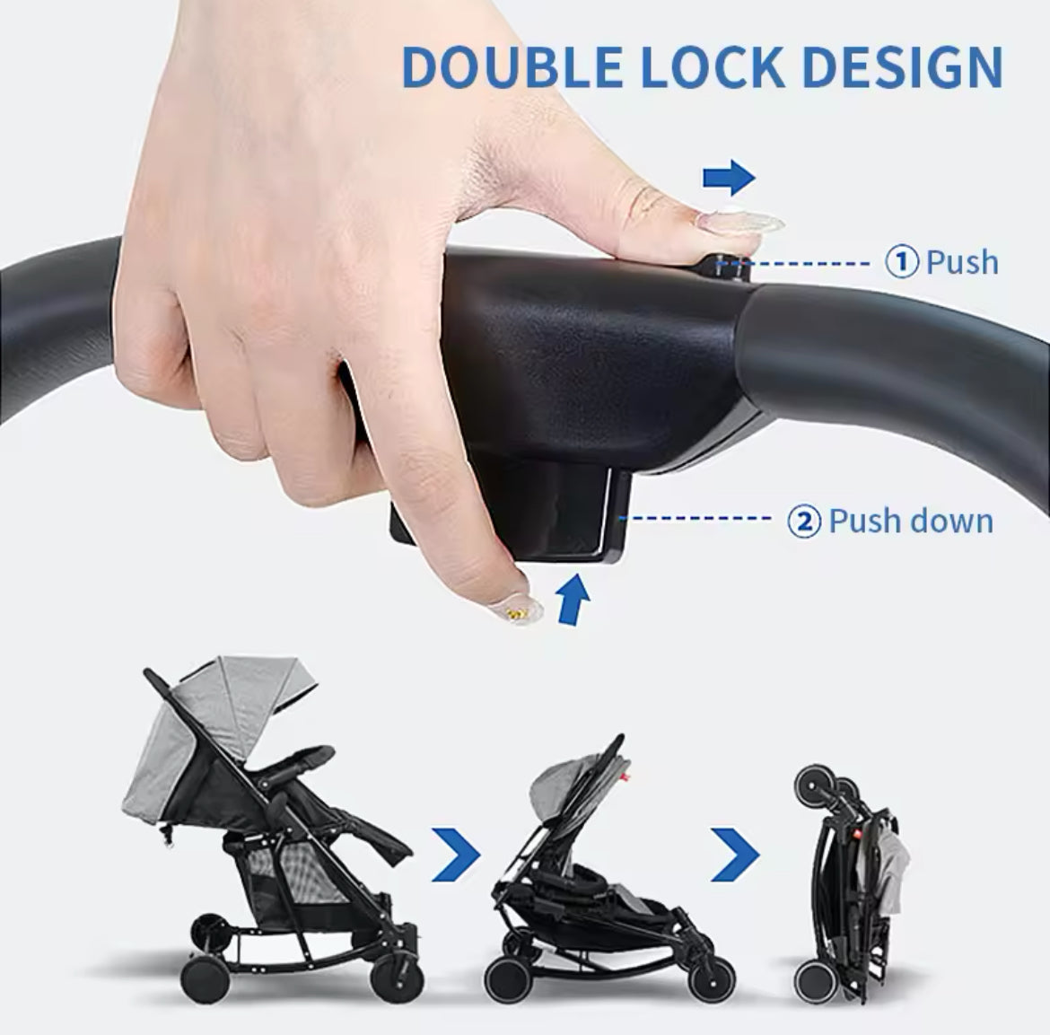 One hand fold Mia lightweight stroller