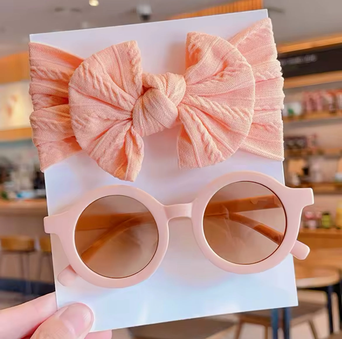 Girls Cotton Bow Headband & Sunglasses