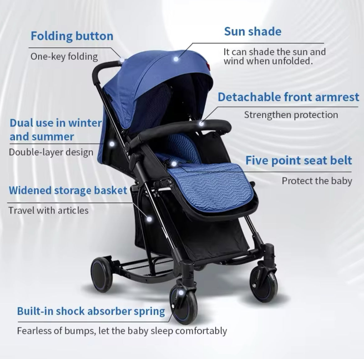 One hand fold Mia lightweight stroller