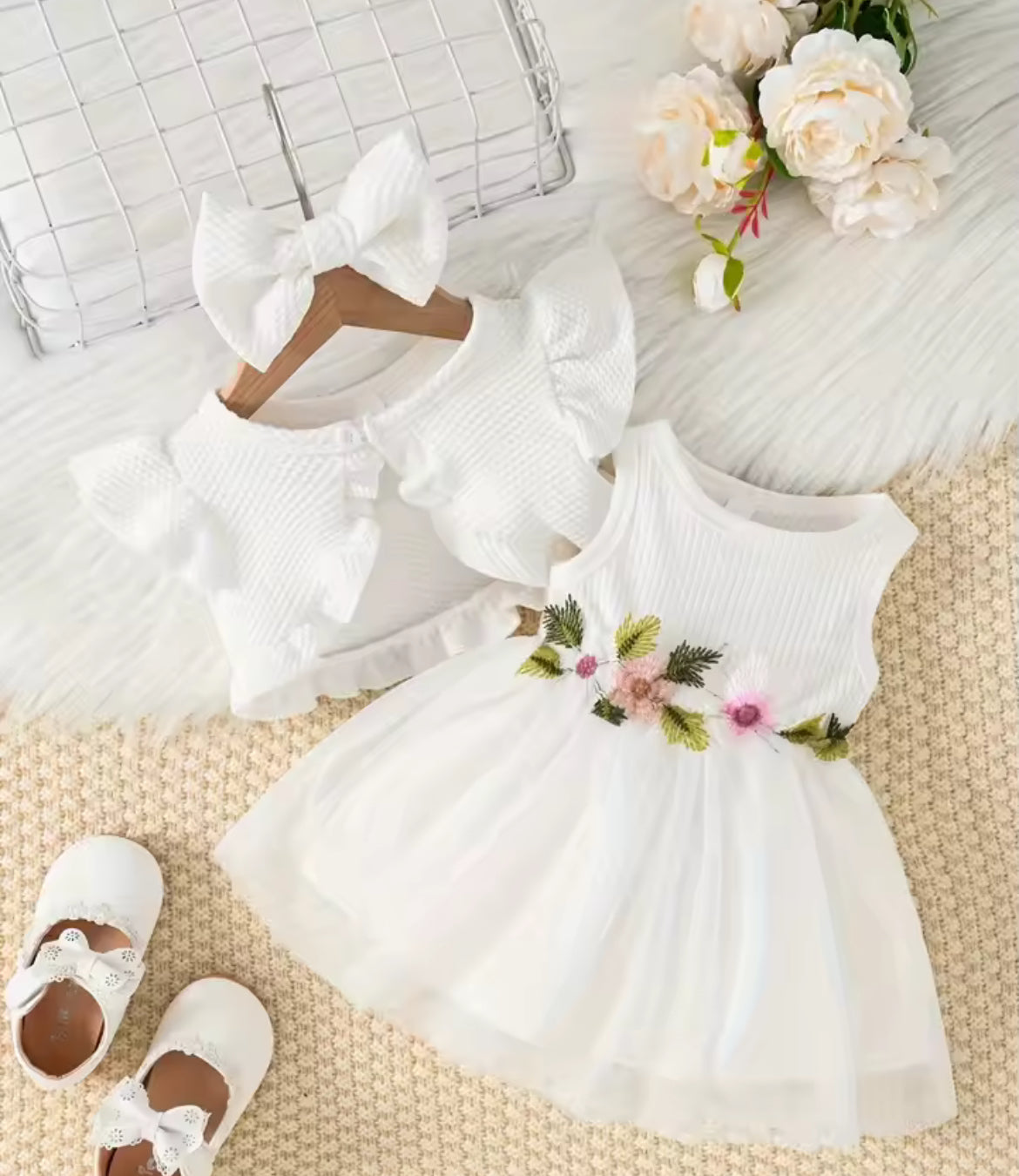 Girls Flower Summer Dress Set