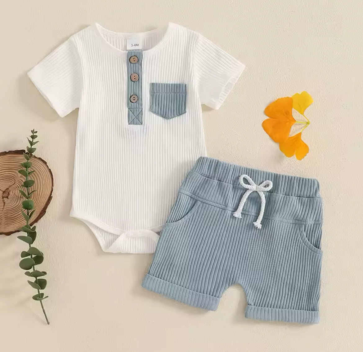 Soft Ribbed Shorts And Vest Set