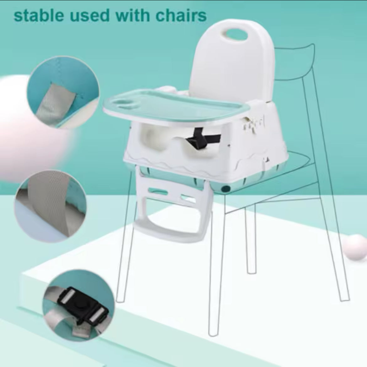 3 In 1 Adjustable Highchair With Wheels