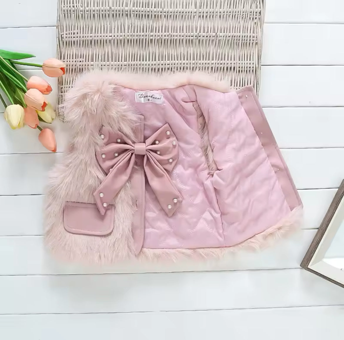 Girls Faux Fur bowed Gillet