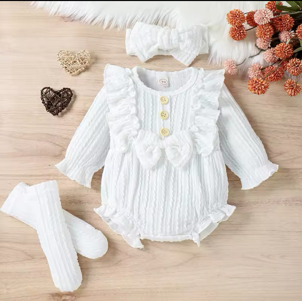 Girls 3-Piece Ruffled Romper