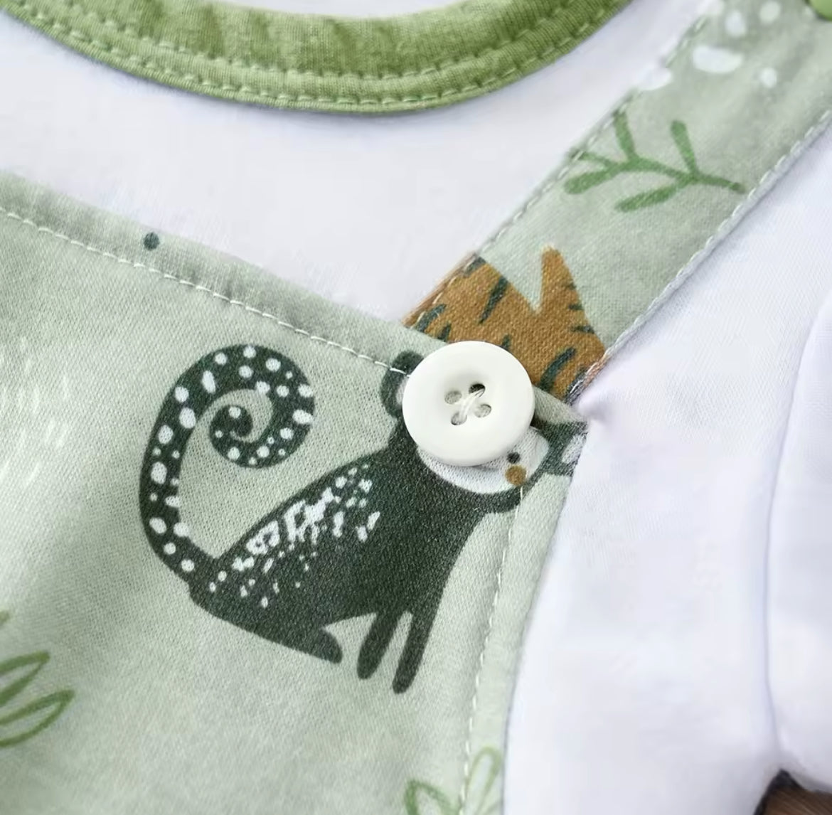 Animal Print Dungaree Set