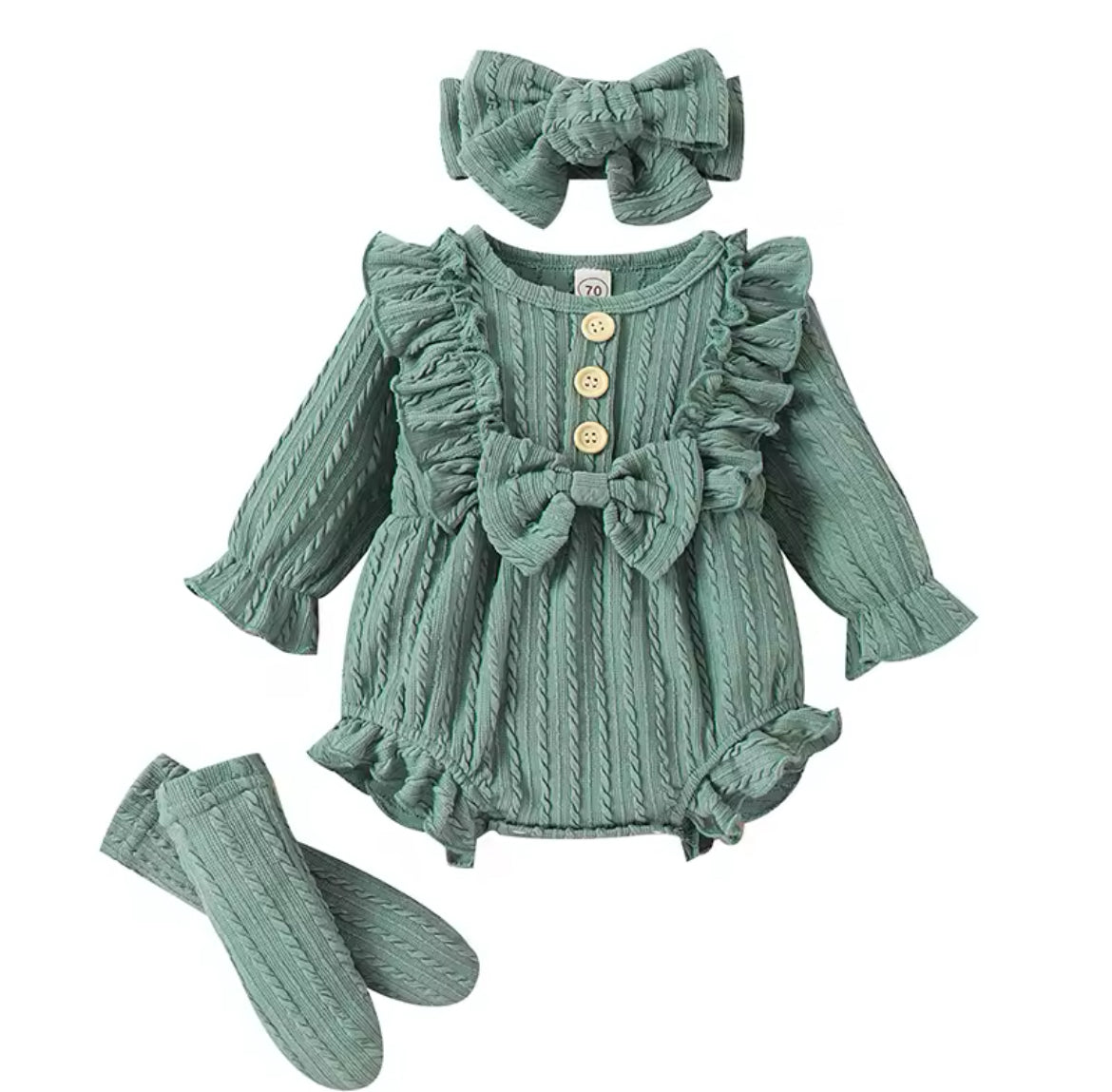 Girls 3-Piece Ruffled Romper