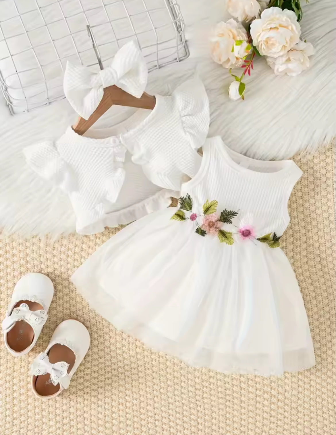 Girls Flower Summer Dress Set