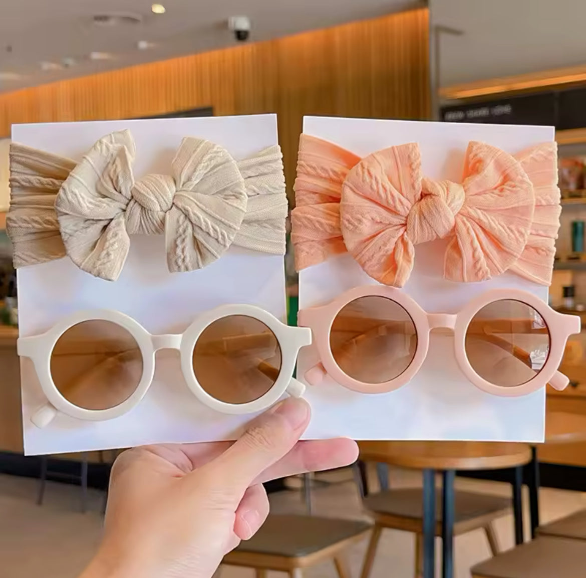 Girls Cotton Bow Headband & Sunglasses