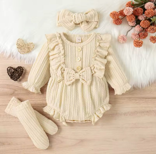 Girls 3-Piece Ruffled Romper