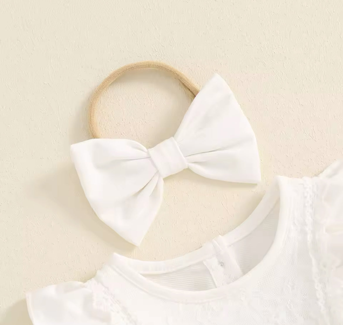 Lace Romper & Matching Bow Headband.