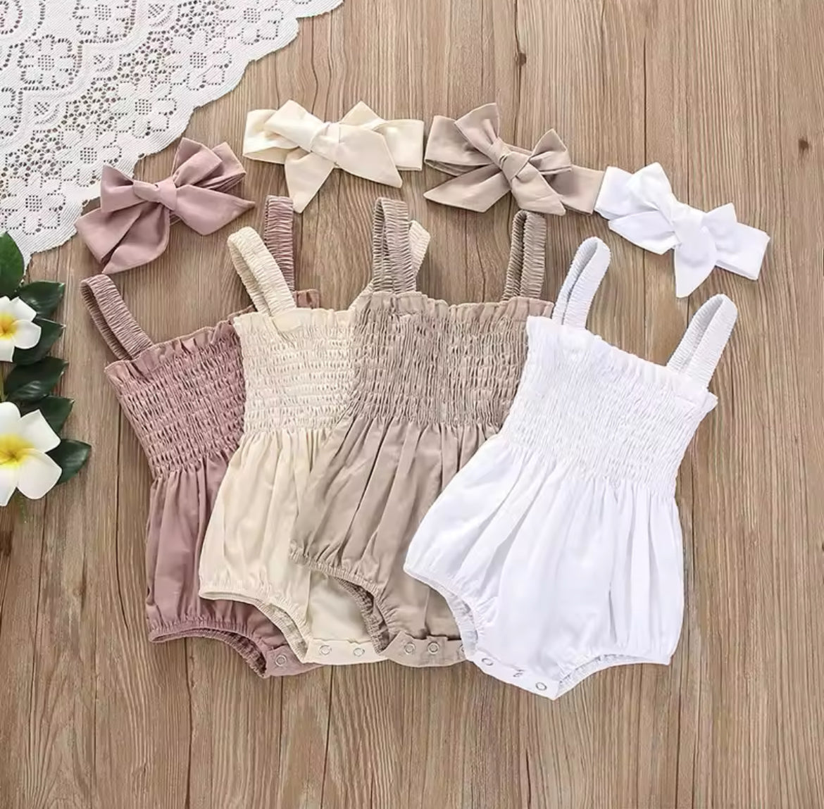 Baby Girls Summer Time Romper & Headband