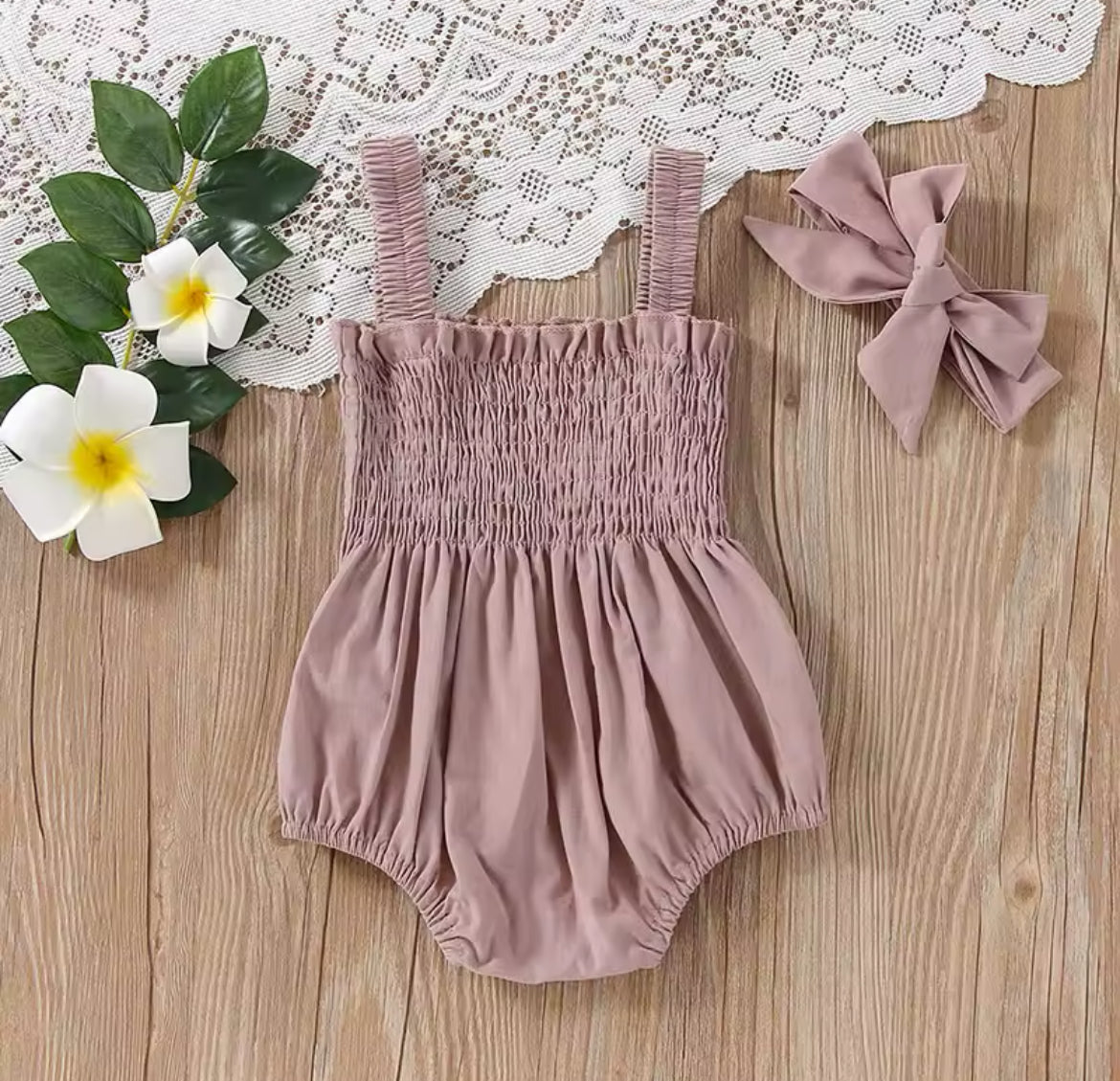 Baby Girls Summer Time Romper & Headband