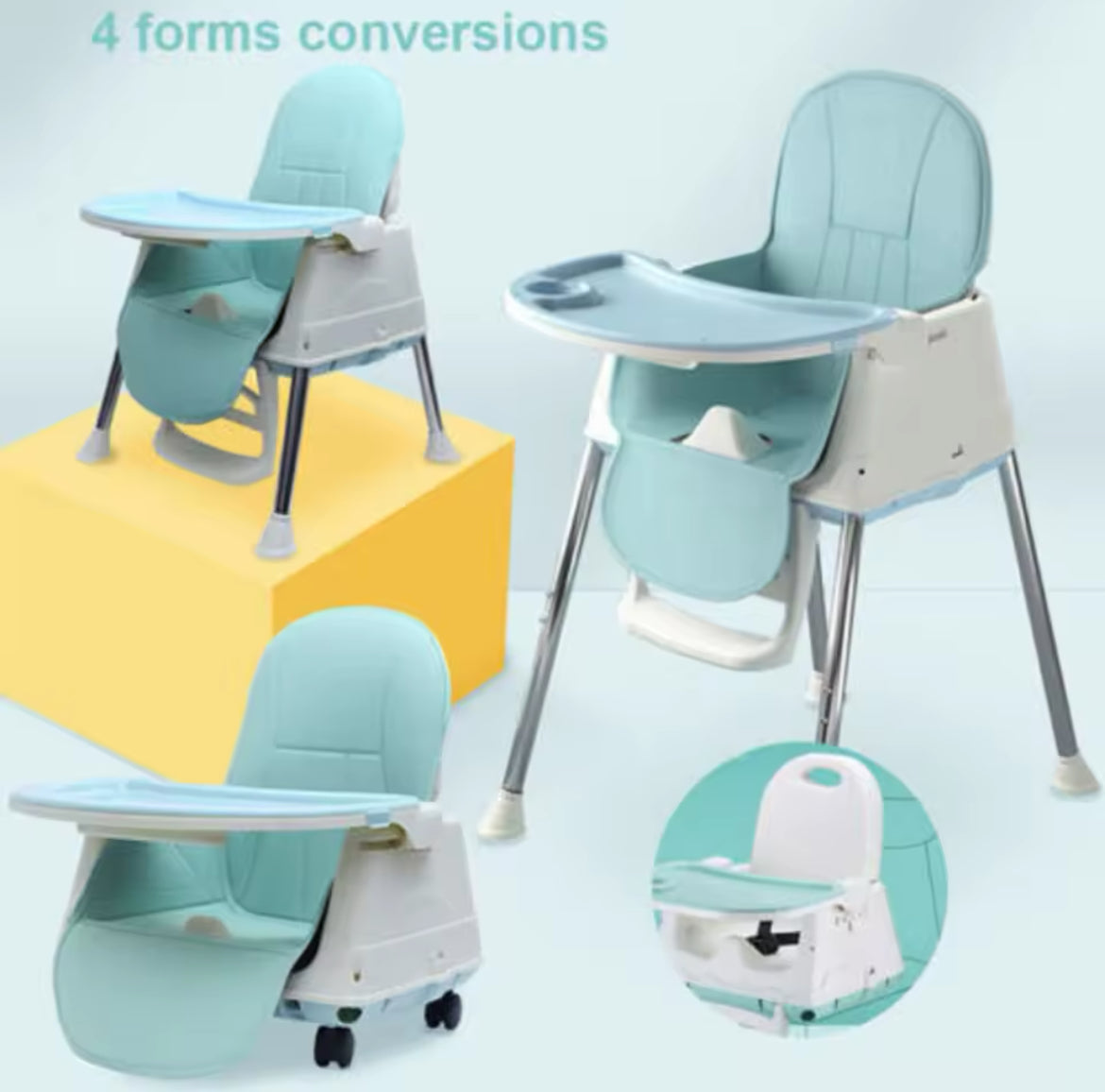 3 In 1 Adjustable Highchair With Wheels
