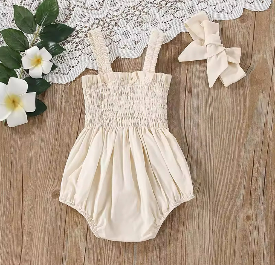 Baby Girls Summer Time Romper & Headband