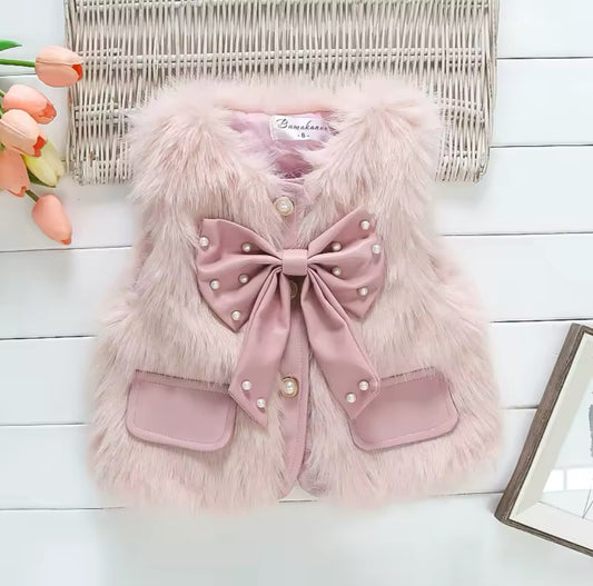 Girls Faux Fur bowed Gillet