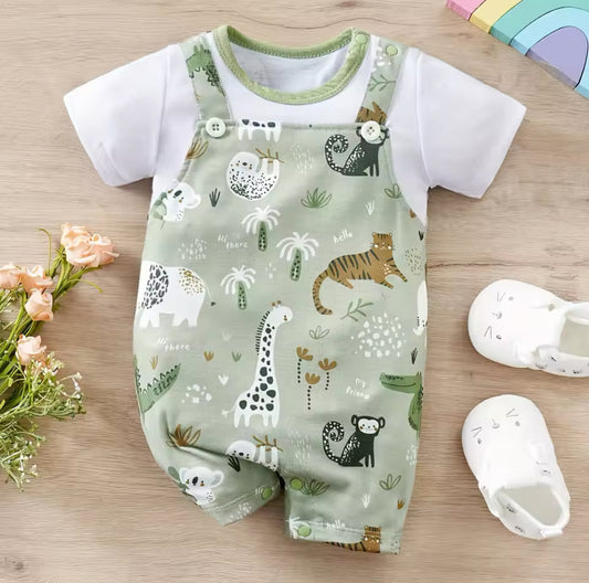 Animal Print Dungaree Set