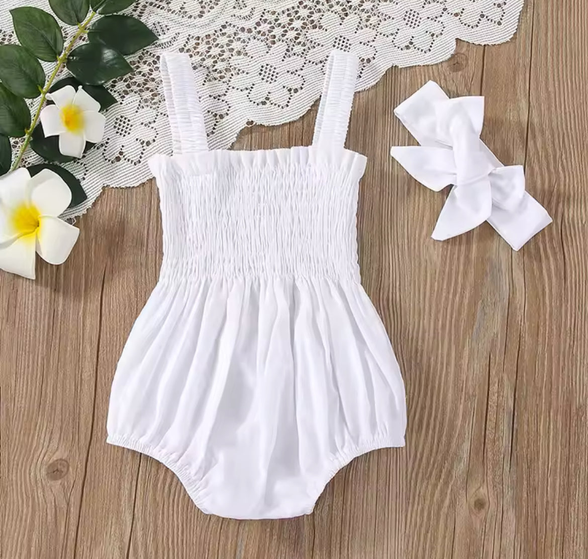 Baby Girls Summer Time Romper & Headband