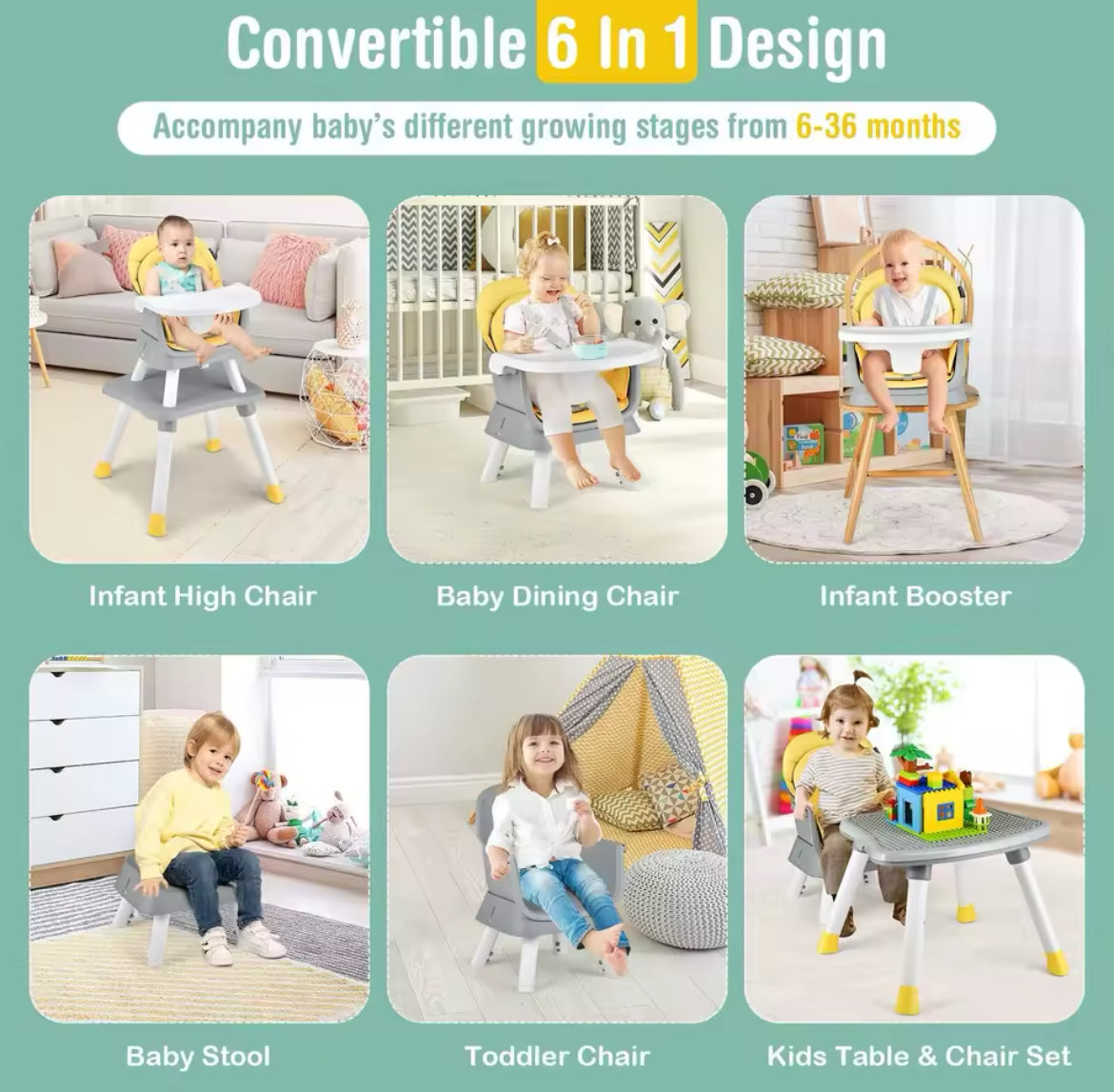 6 In 1 baby & Toddler Highchair