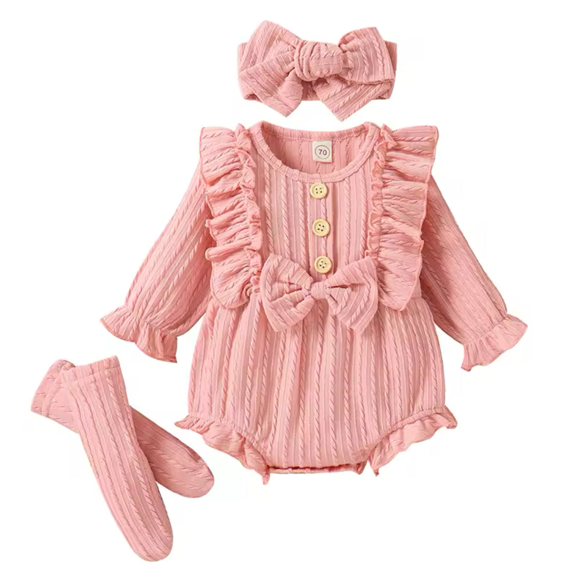 Girls 3-Piece Ruffled Romper