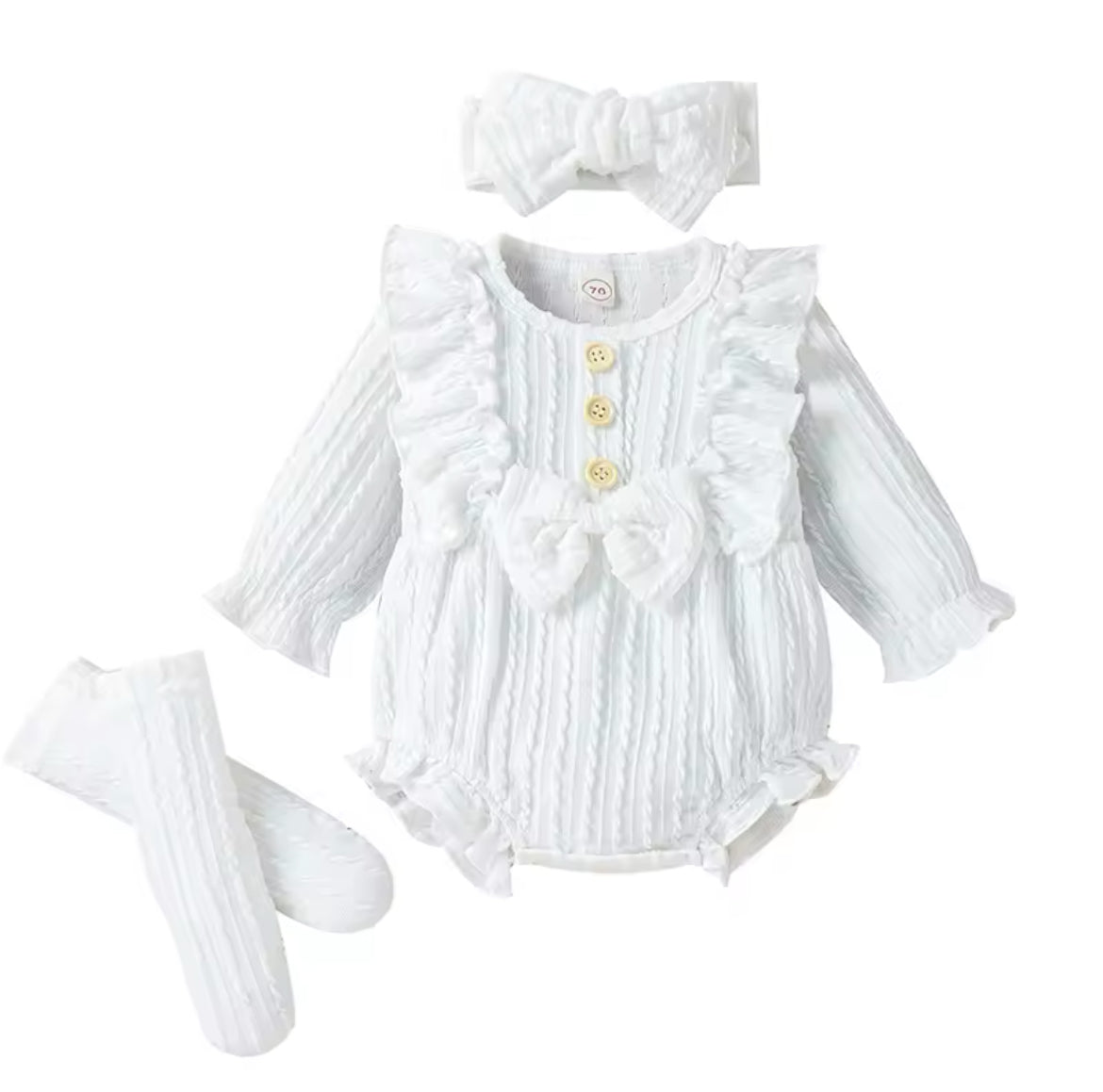 Girls 3-Piece Ruffled Romper