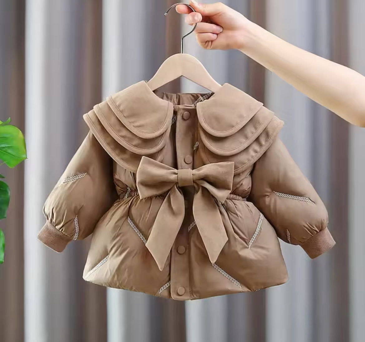 ‘Coffee’ Padded Bow Coat
