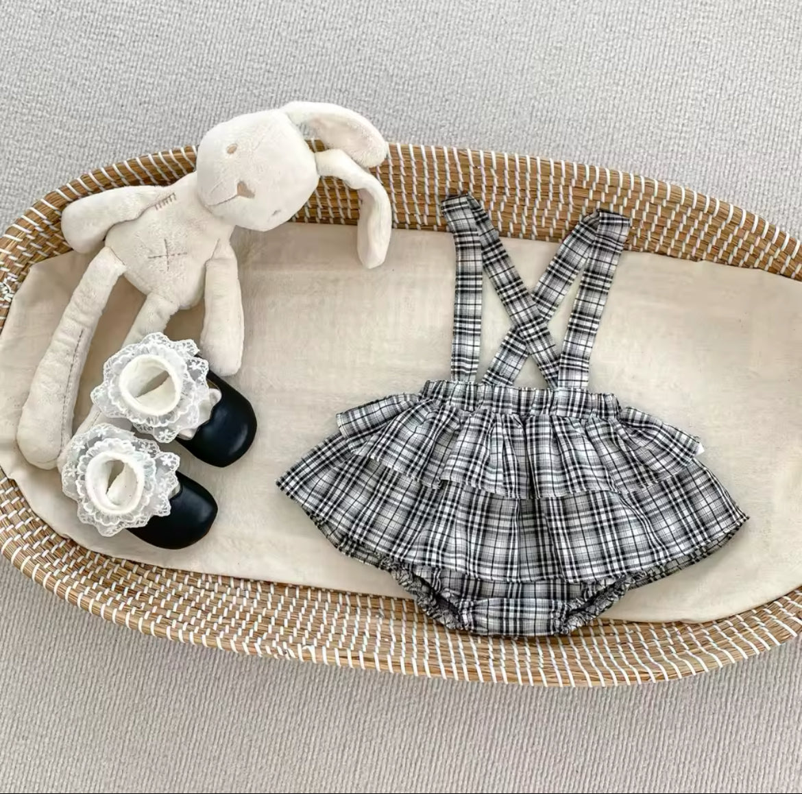 Girls 2-Piece Plaid dungaree & shirt set