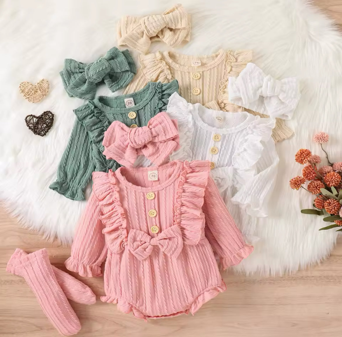 Girls 3-Piece Ruffled Romper