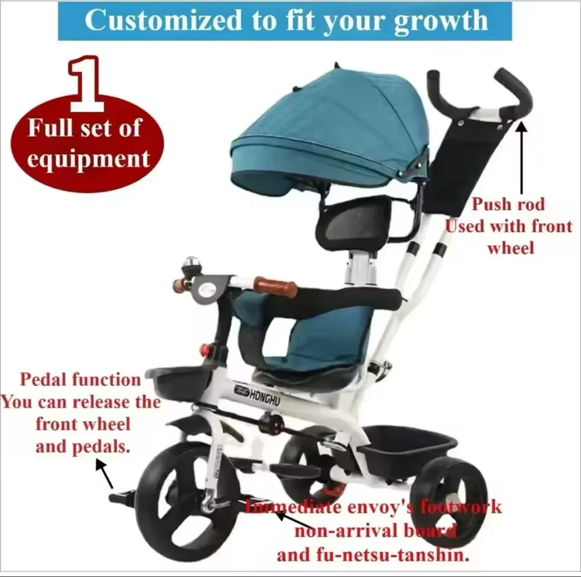 3 in 1 Ava Push Control Tricycle