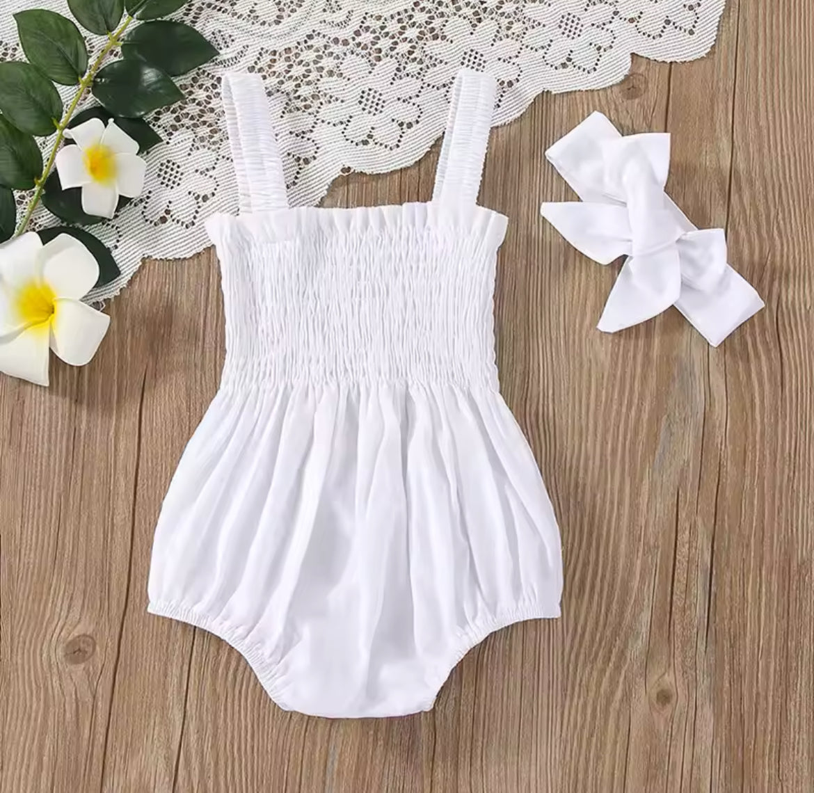 Baby Girls Summer Time Romper & Headband