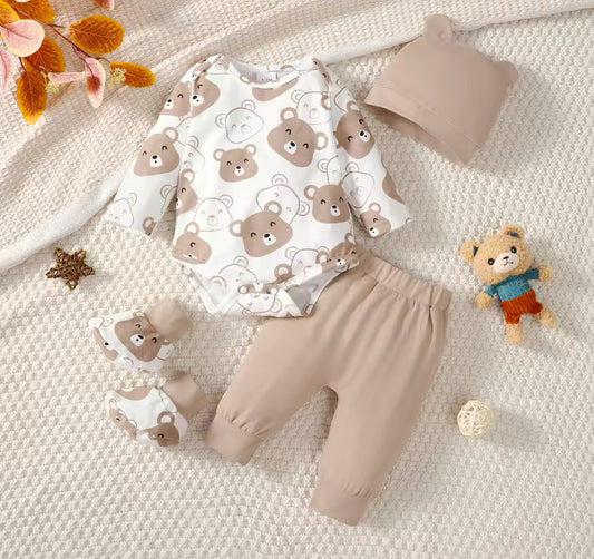 Boys 4-Piece Teddy Bear Pj Set