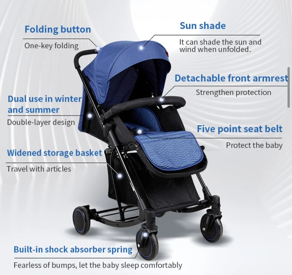 One hand fold Mia lightweight stroller