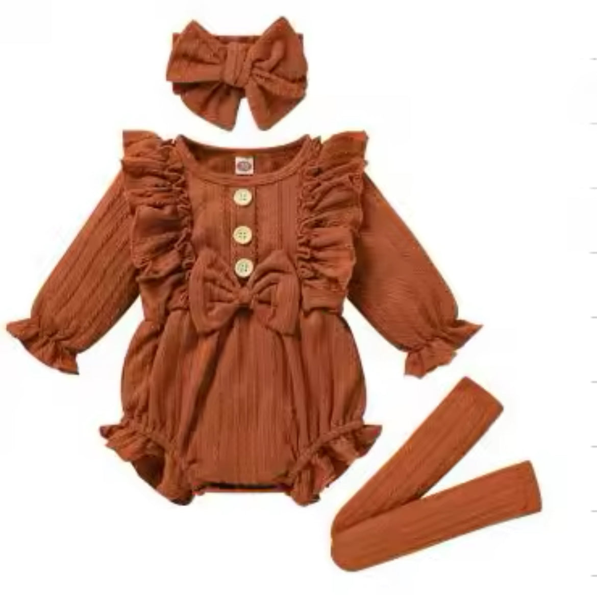 Girls 3-Piece Ruffled Romper
