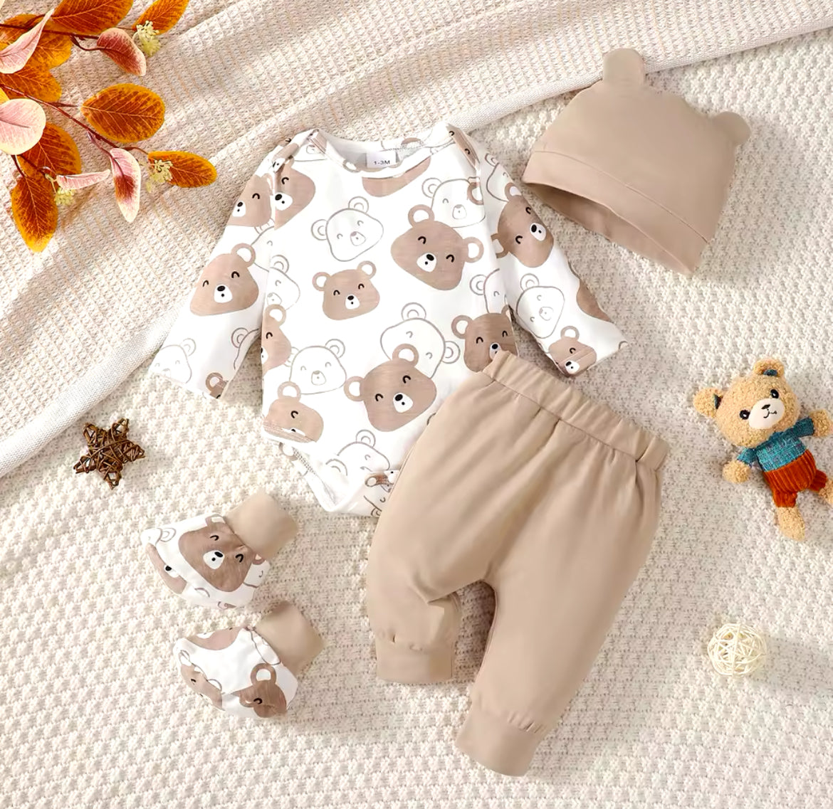 Boys 4-Piece Teddy Bear Pj Set