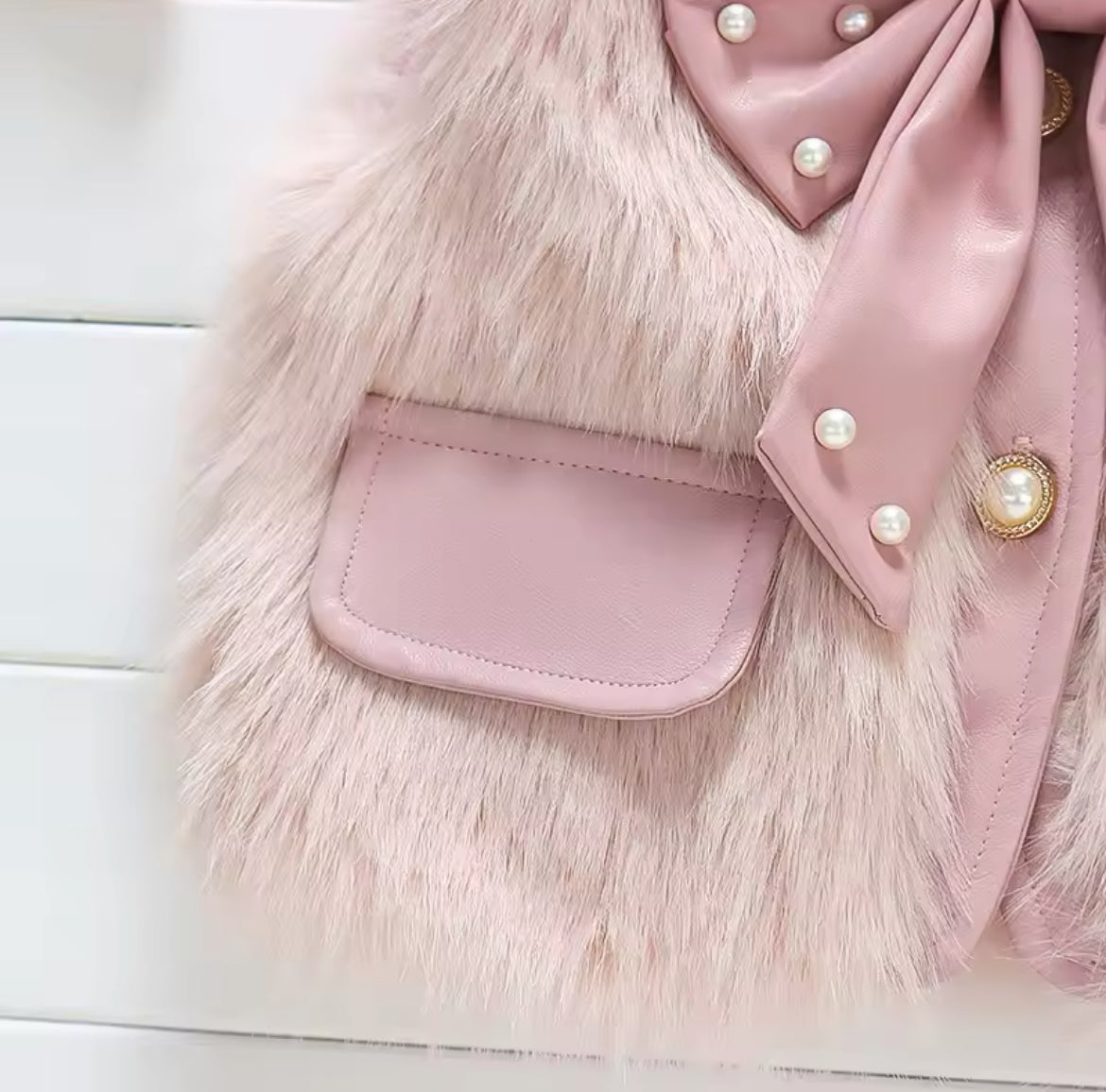 Girls Faux Fur bowed Gillet