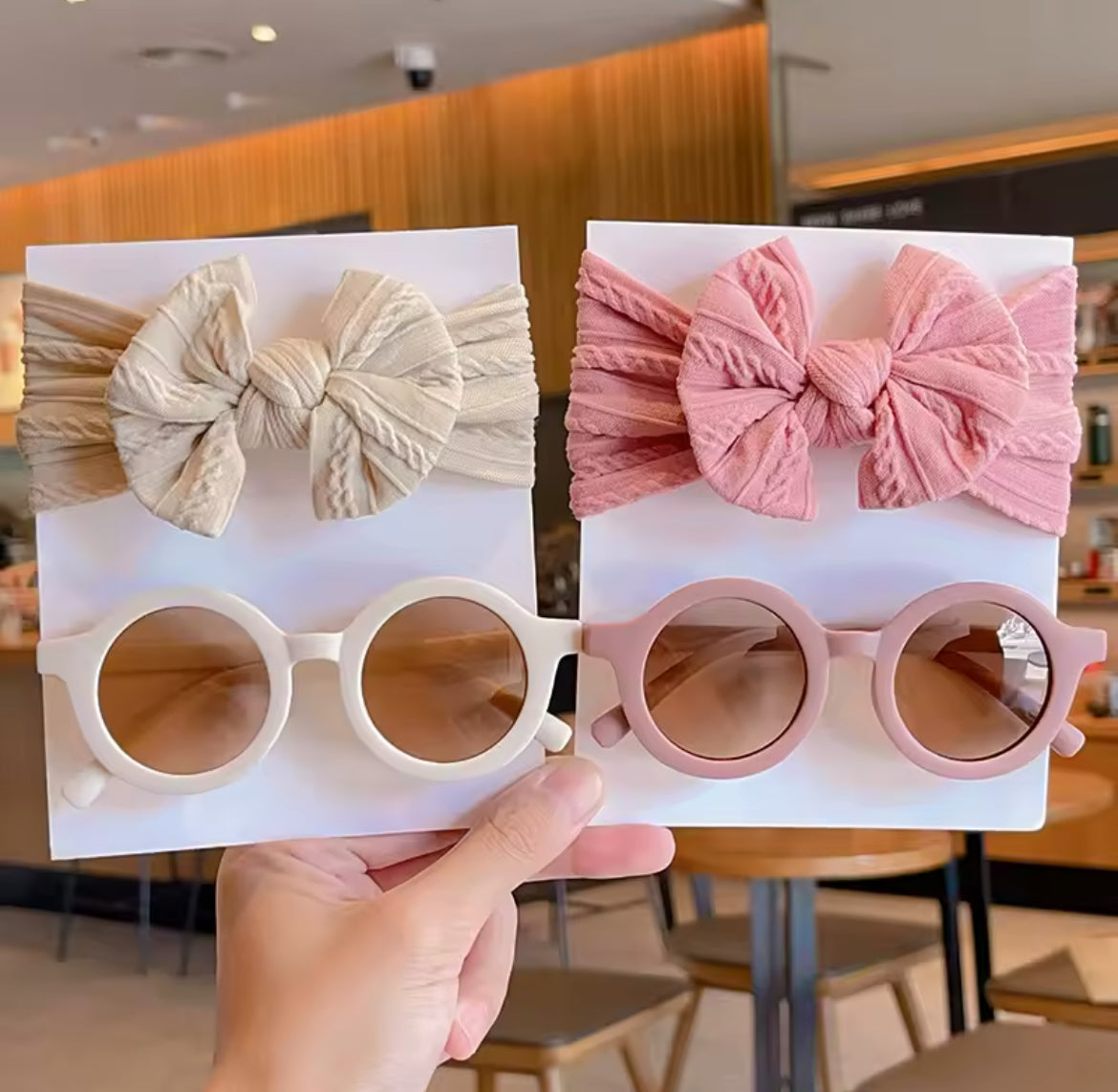 Girls Cotton Bow Headband & Sunglasses