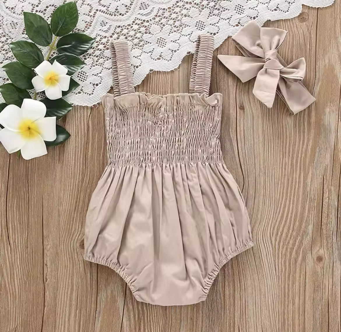 Baby Girls Summer Time Romper & Headband