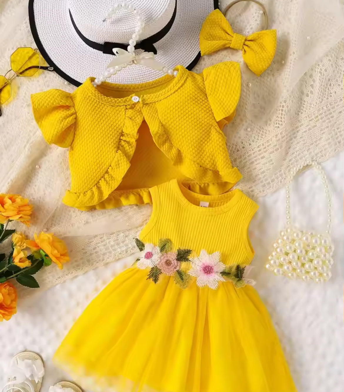 Girls Flower Summer Dress Set