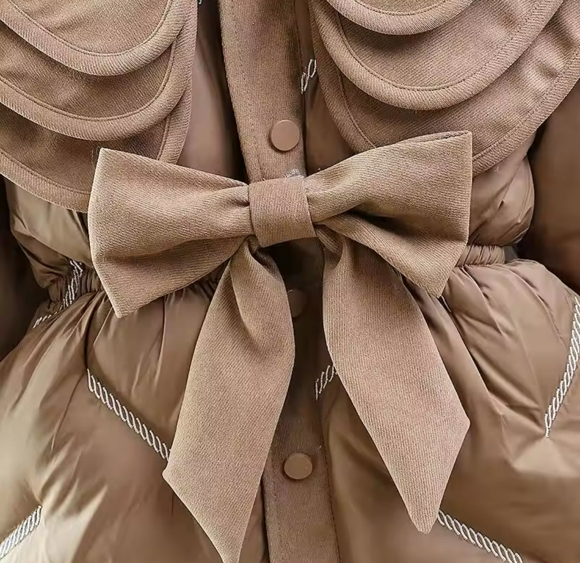 ‘Coffee’ Padded Bow Coat