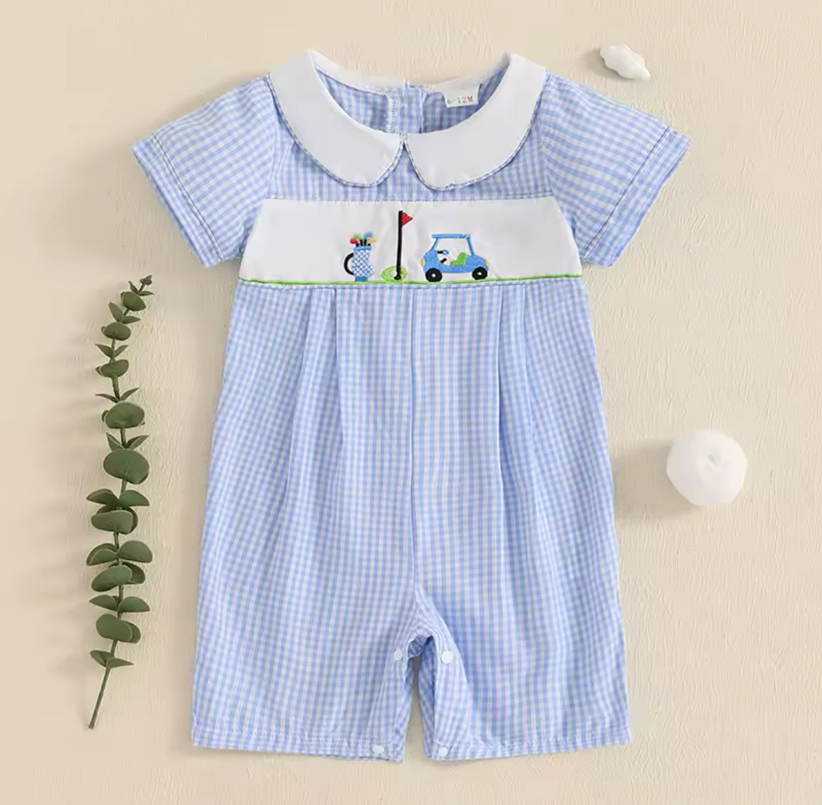 Boys embroidery Romper