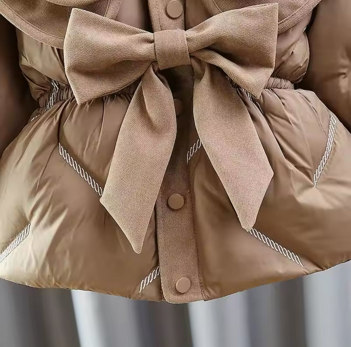 ‘Coffee’ Padded Bow Coat