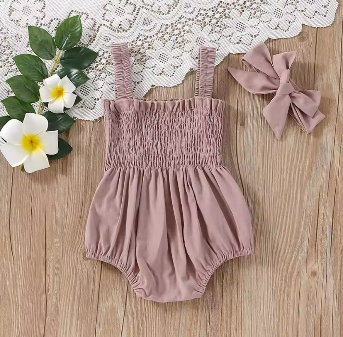 Baby Girls Summer Time Romper & Headband