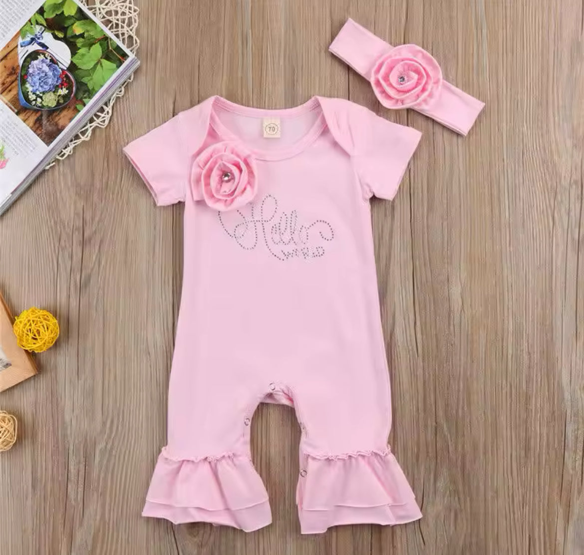 Hello World Romper & Headband set