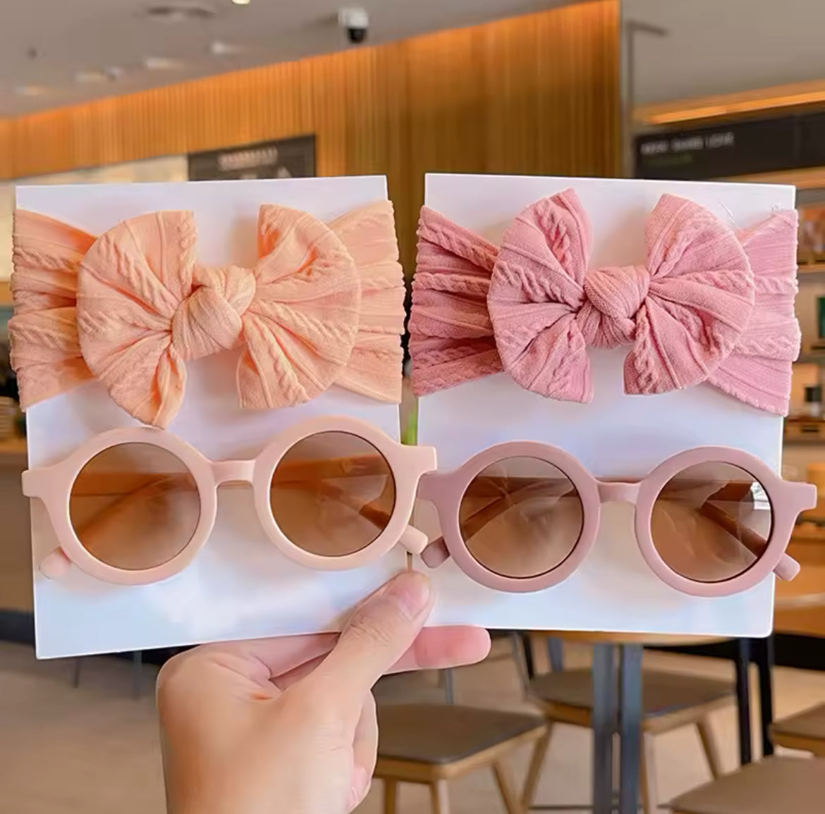 Girls Cotton Bow Headband & Sunglasses